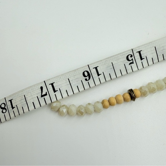 Loft Ann Taylor Multi Beads Wool Clear Rhinstones Long Necklace in Neutral Tones - Picture 9 of 9